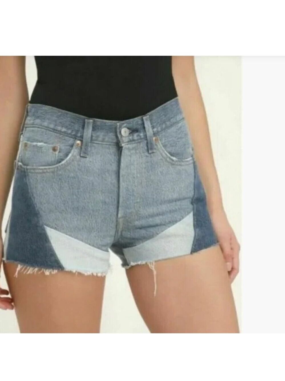 Levi's 501 Premium Patchwork Color Block High Rise Denim Shorts Size 29 EUC